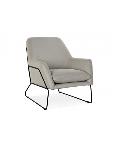 JENSEN Sillón Abullonado Gris Escandinavo