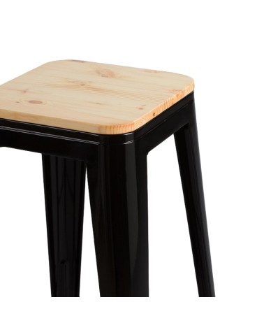 TABURETE LITO CON ASIENTO DE MADERA