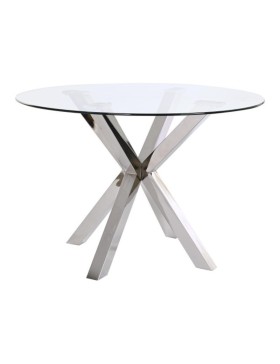 MESA COMEDOR ACERO CRISTAL