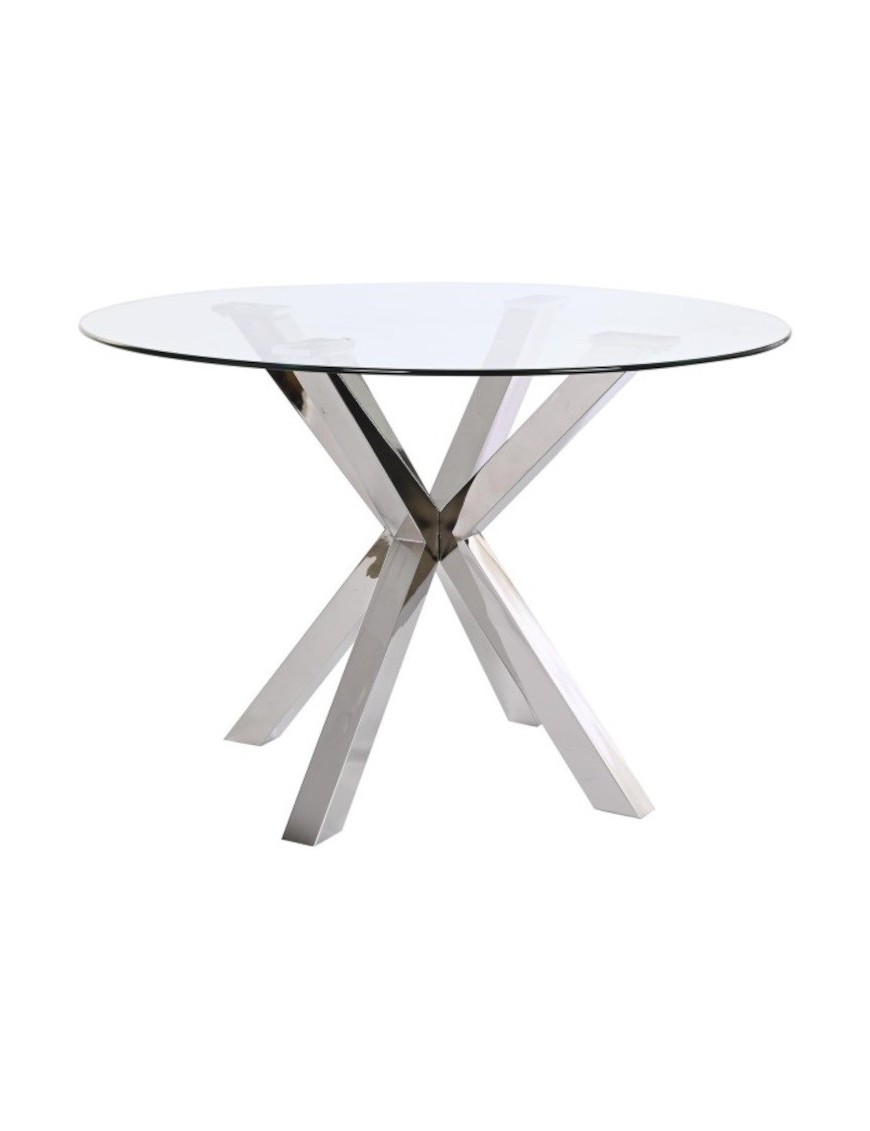 MESA COMEDOR ACERO CRISTAL